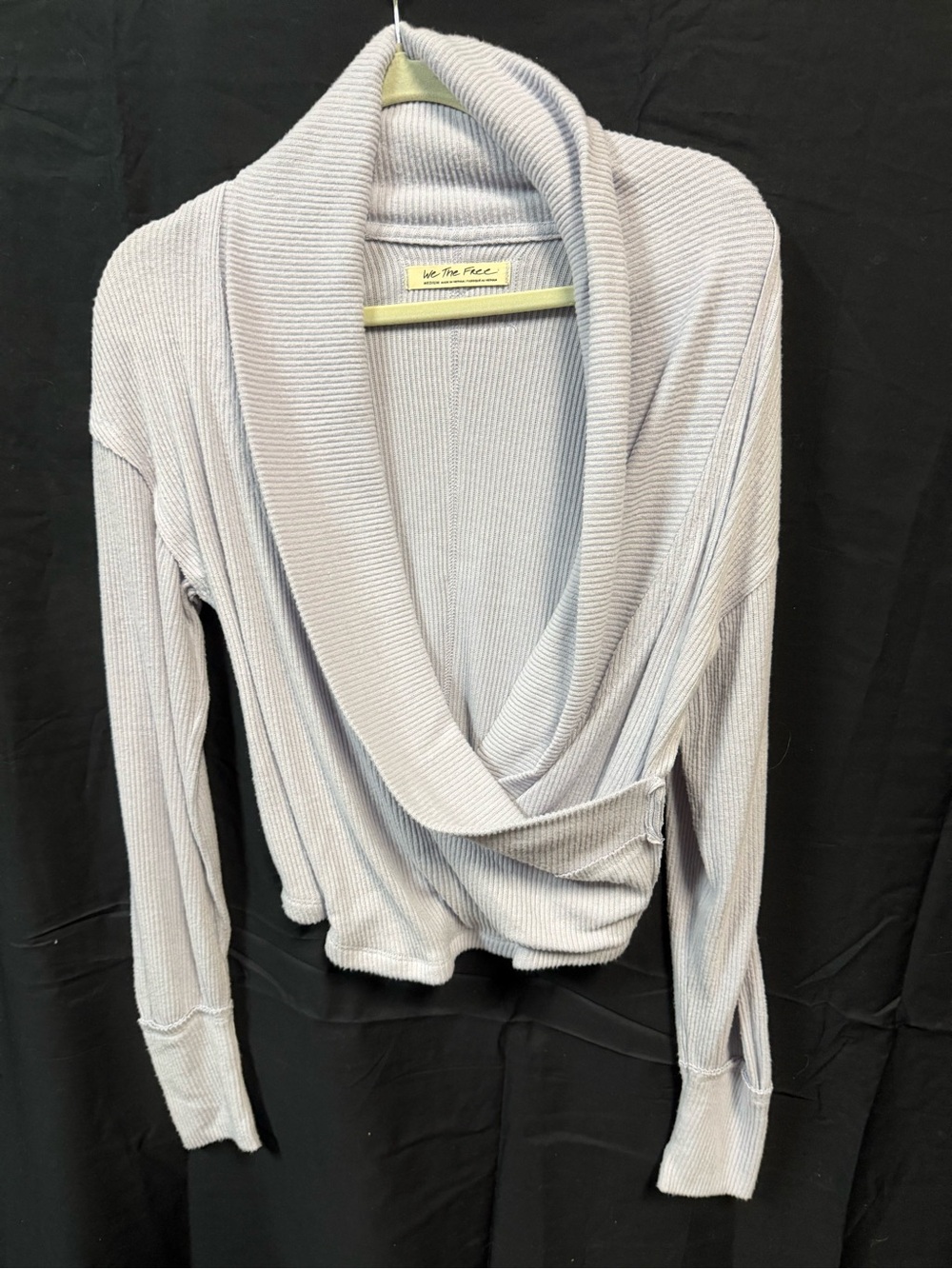 Free People Lilac Ribbed Shawl-Collar Wrap Sweater - Picture 1 of 5
